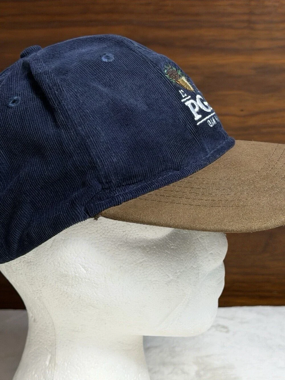 2023 PGA Championship Oak Hill Hat Imperial Navy Corduroy Suede Strapback Cap